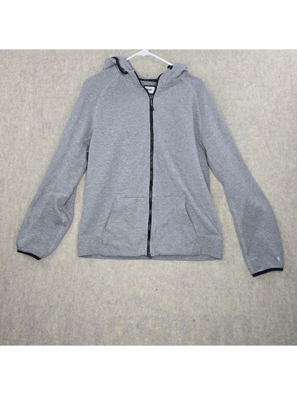 Layer 8 Mens Full-Zip Hoodie Light Gray Size M Cotton Polyester Raglan Sleeves